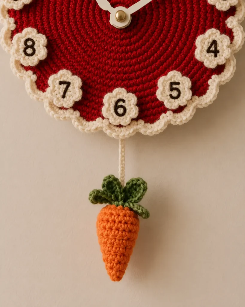 How to Make a Crochet Bunny Wall Clock Step by Step _Step 11 Crochet the Tiny Carrot