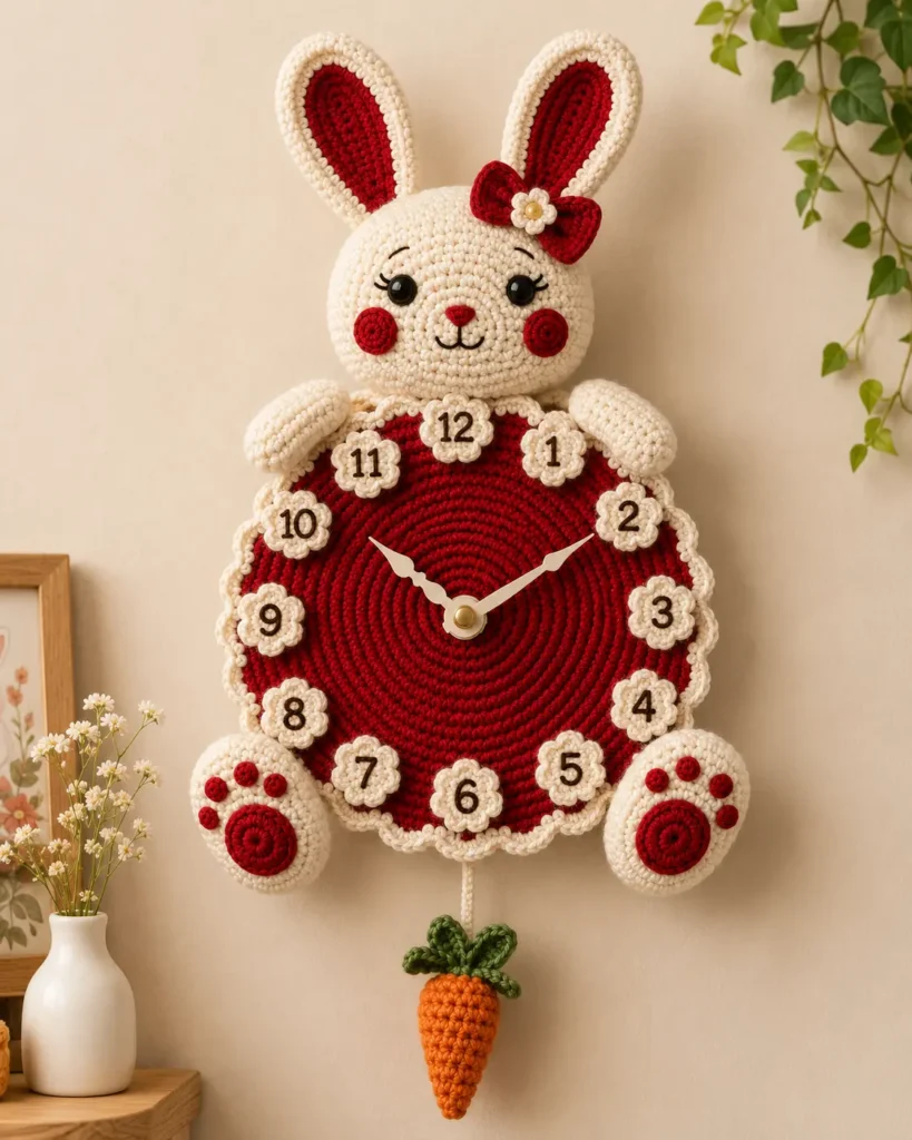 How to Make a Crochet Bunny Wall Clock Step by Step _Step 12 Hang Her Up ♡