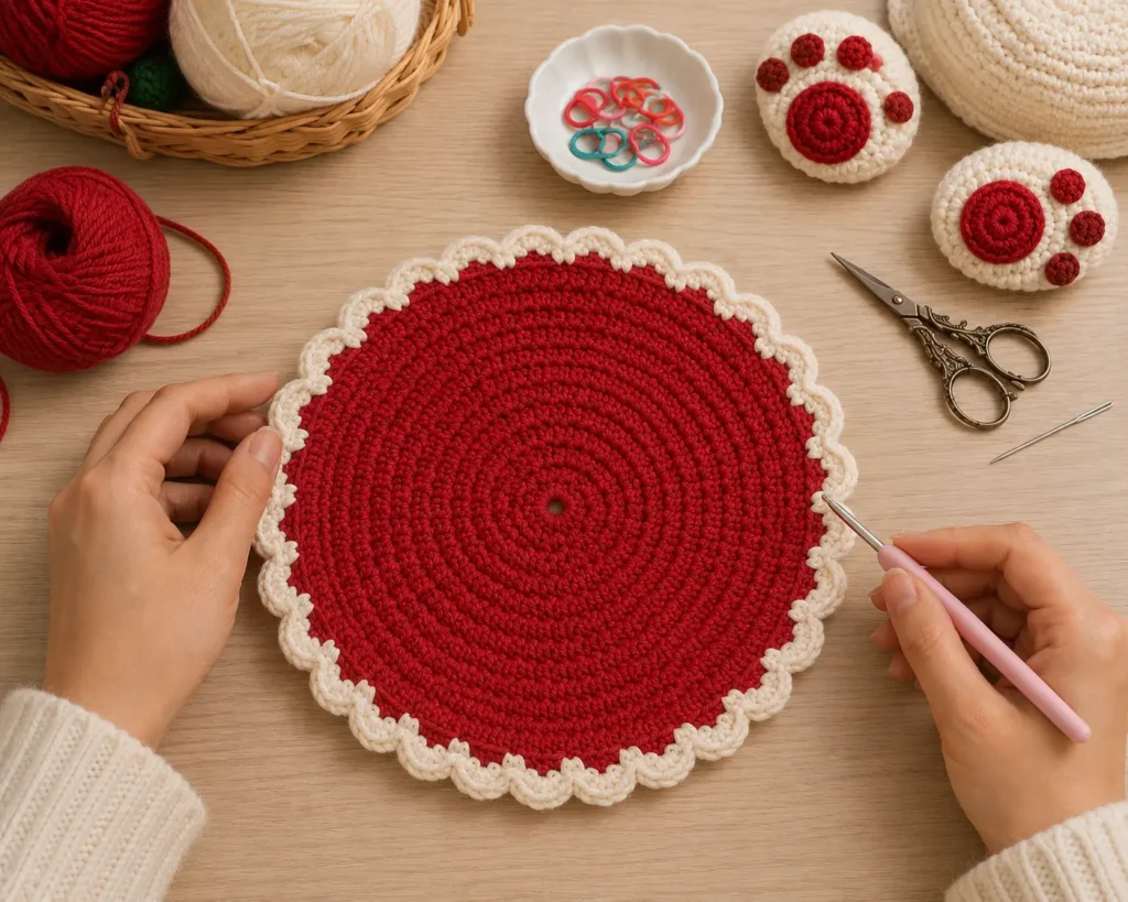 How to Make a Crochet Bunny Wall Clock Step by Step _Step 2 Give the Clock a Soft Cream Border