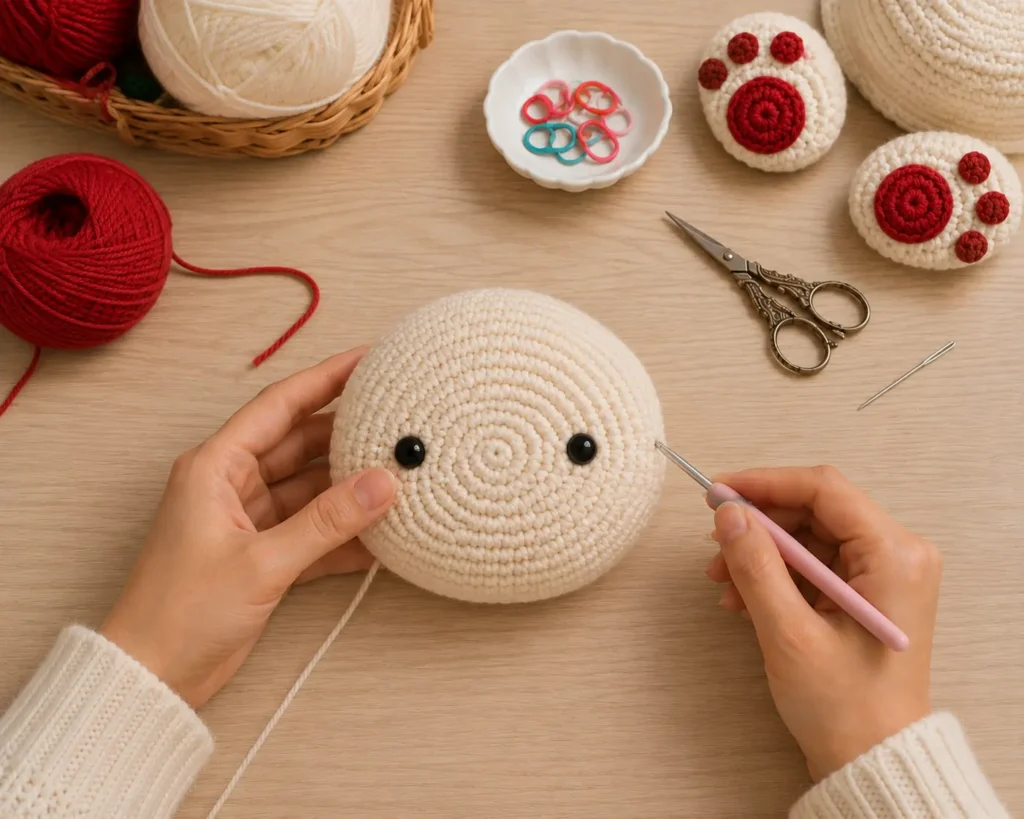 How to Make a Crochet Bunny Wall Clock Step by Step _Step 3 Make the Bunny Head