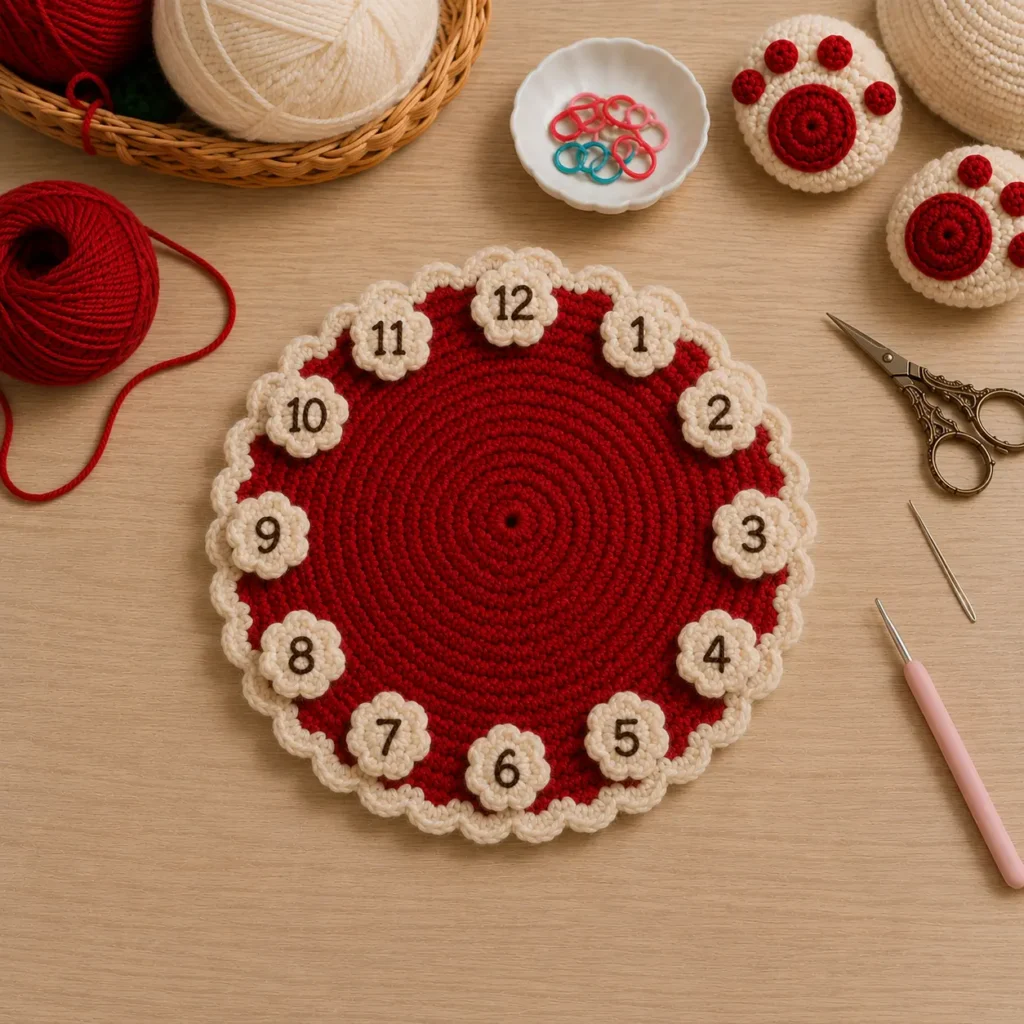 How to Make a Crochet Bunny Wall Clock Step by Step _Step 8 Create the 12 Number Markers