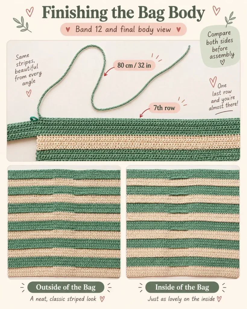Step 5: Finish the Crochet Accordion Bag Pattern with Band 12