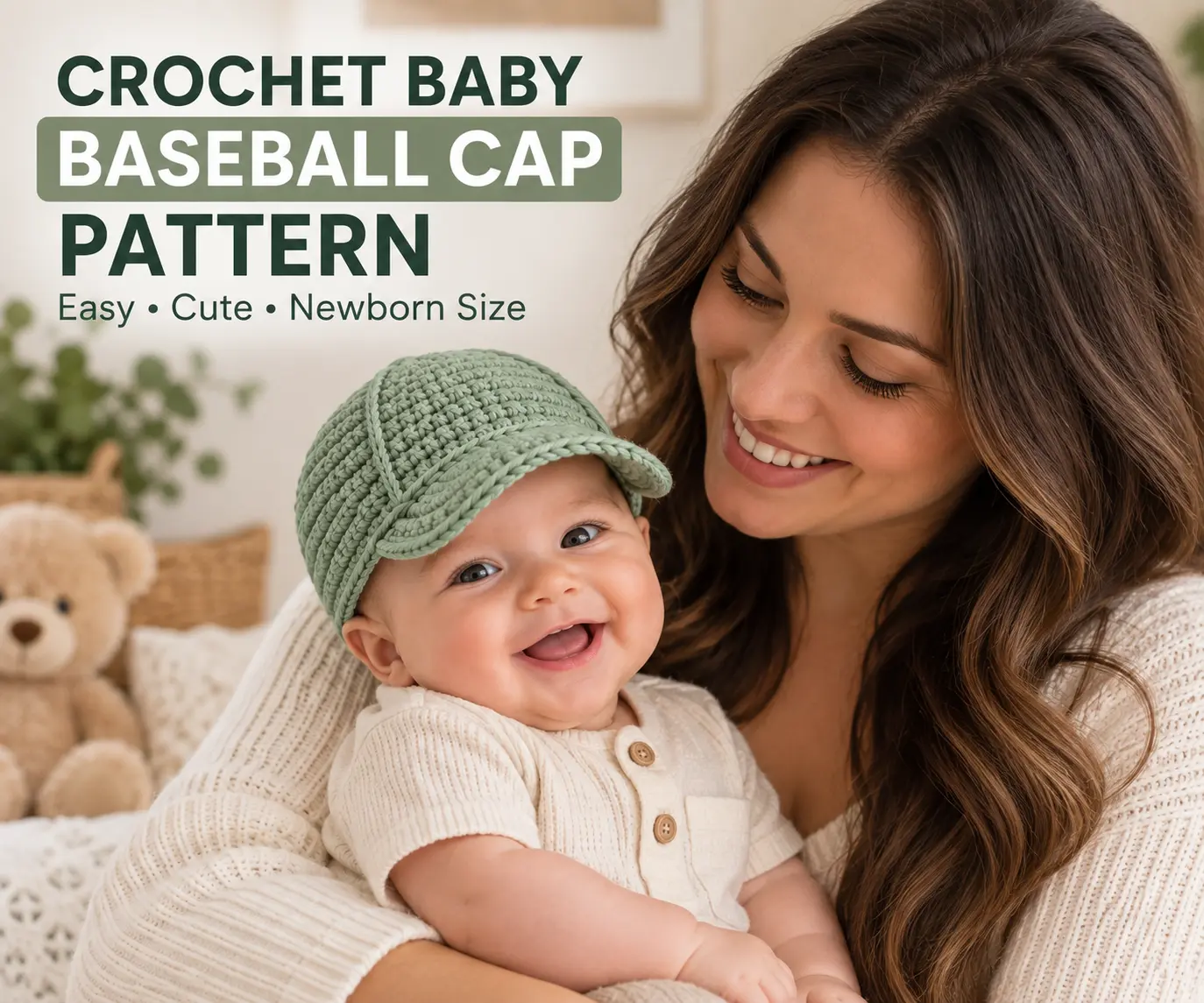 Crochet Baby Baseball Cap Pattern – Cute Newborn Hat
