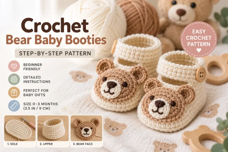 Crochet Bear Baby Booties Pattern at a Glance