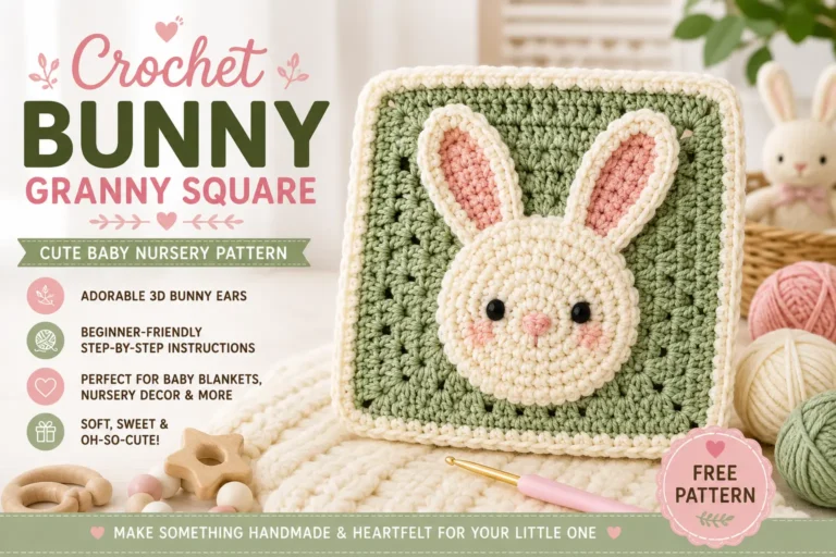 Crochet Bunny Granny Square Cute Baby Nursery Pattern