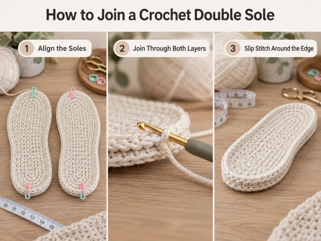 Crochet Double Sole for Baby Booties Free Pattern & Tutorial – 5 Sizes How to Join a Crochet Double Sole