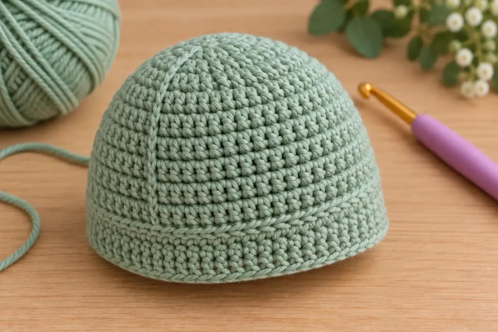 Crochet Baby Baseball Cap Pattern – Cute Newborn Hat -4