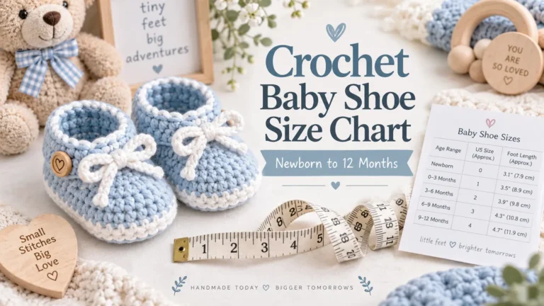 Easy Crochet Baby Shoe Size Chart Newborn to 12 Months