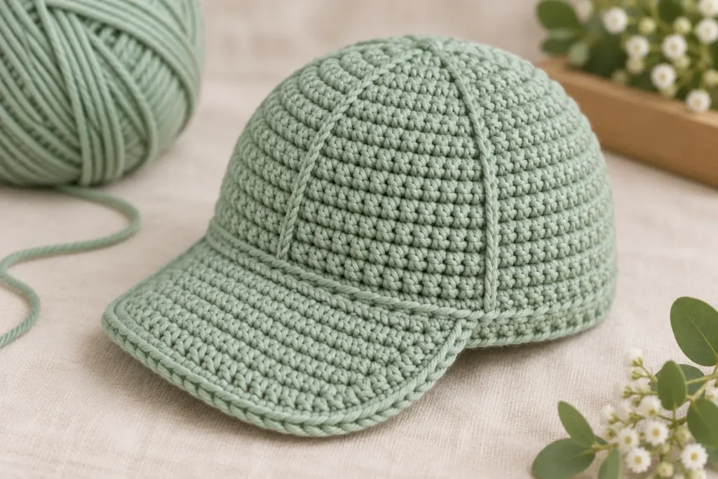 Crochet Baby Baseball Cap Pattern – Cute Newborn Hat -7