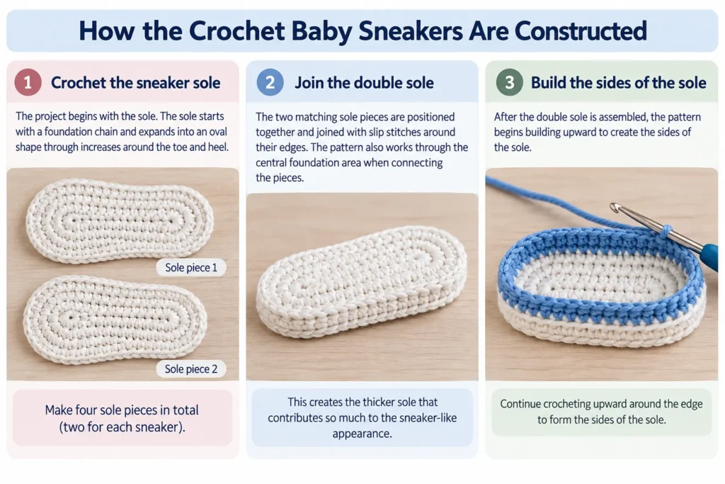 How the Crochet Baby Sneakers Are Constructed 1