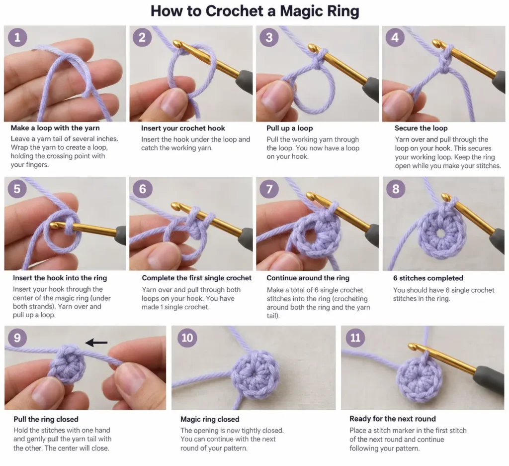 How to Crochet a Magic Ring Step by Step
