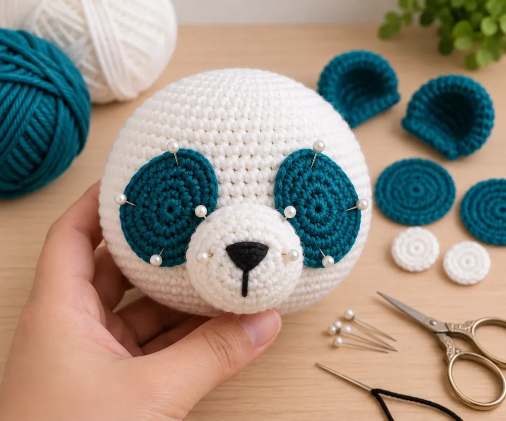 Panda Crochet Pattern Make an Adorable Amigurumi Panda Pinning eye patches and muzzle onto a crochet panda head before sewing