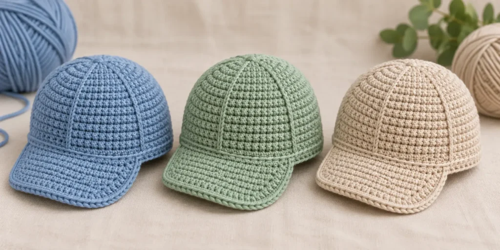 Crochet Baby Baseball Cap Pattern – Cute Newborn Hat -8