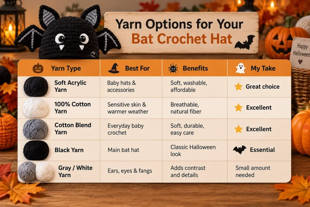 Choosing Yarn for Your Bat Crochet Hat Halloween crochet Bat crocet Hat for Halloween Baby Crochet Hat Crochet pattern