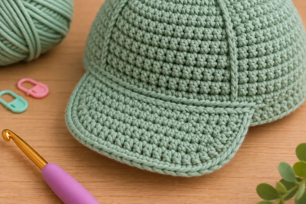 Crochet Baby Baseball Cap Pattern – Cute Newborn Hat -6