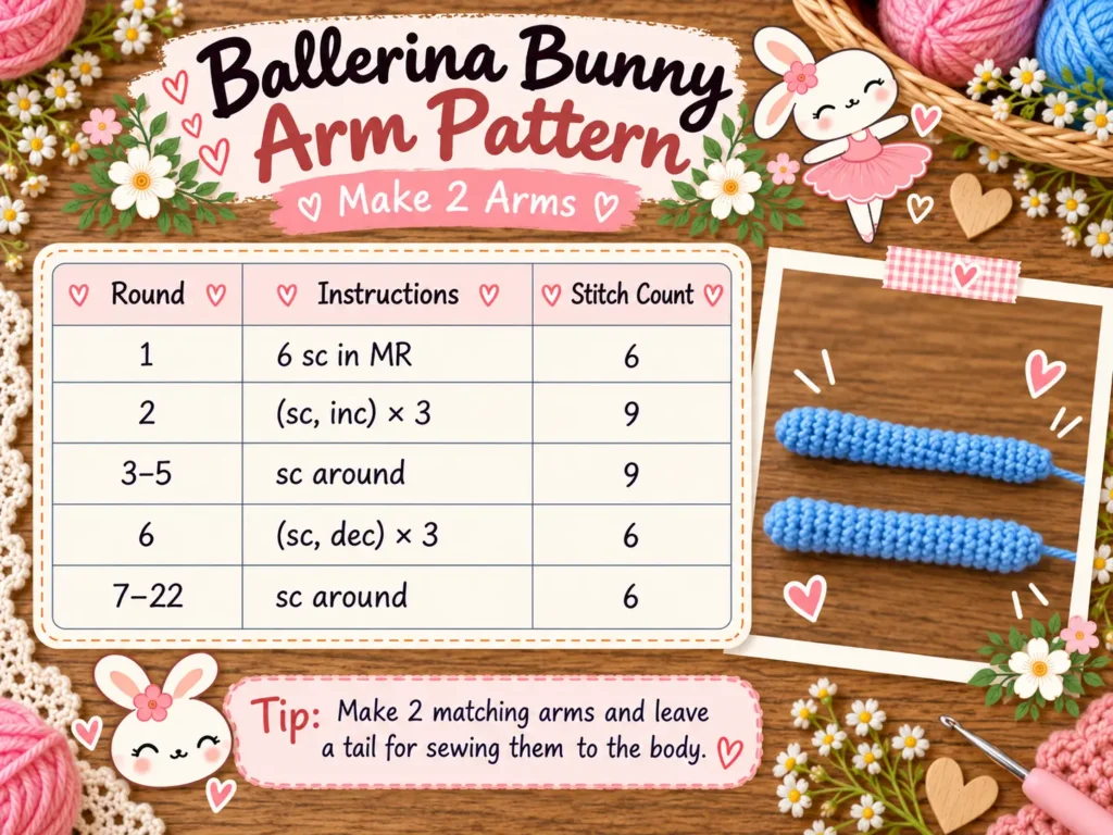 Arm — Free Crochet Ballerina Bunny Pattern