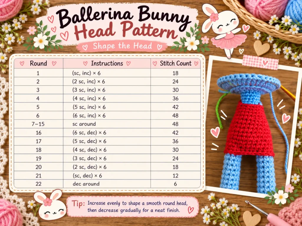 Free Crochet Ballerina Bunny PatternCrochet the Head